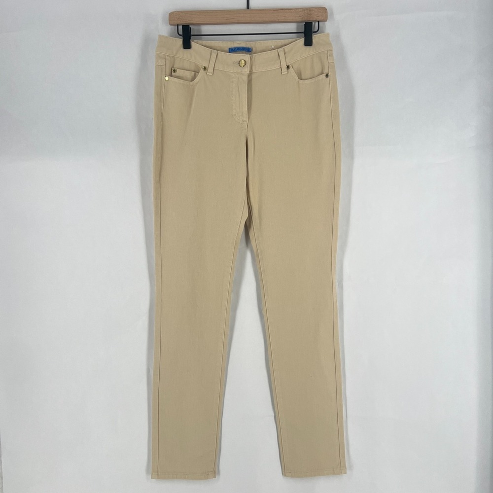J.McLaughlin Pants Womens 6 Beigeâ Cotton Stretch Mid Rise Slim Straight Leg